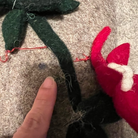 Hand Felted Wool Christmas Pillow - JOY Wreath in Natural Gray - 20" - Picture 5 of 5